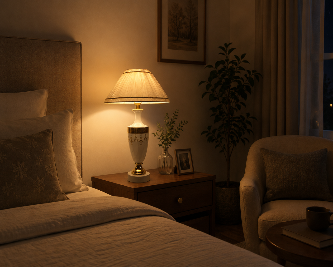 Metal Fluorescent Bedside Table Lamp